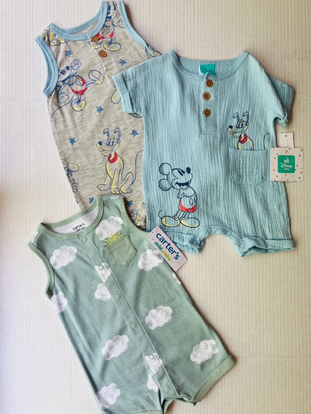 3-6 month Disney Baby & Carters Romper Bundle